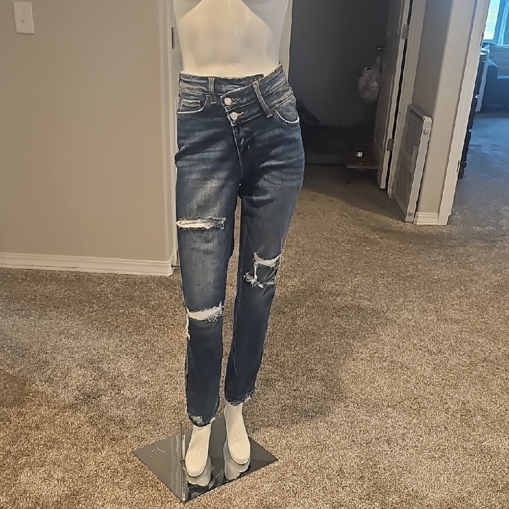 Distressed Blue Jeans